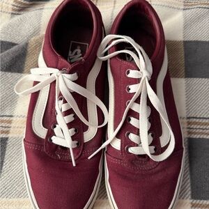 Vans Maroon and White Canvas Shoes